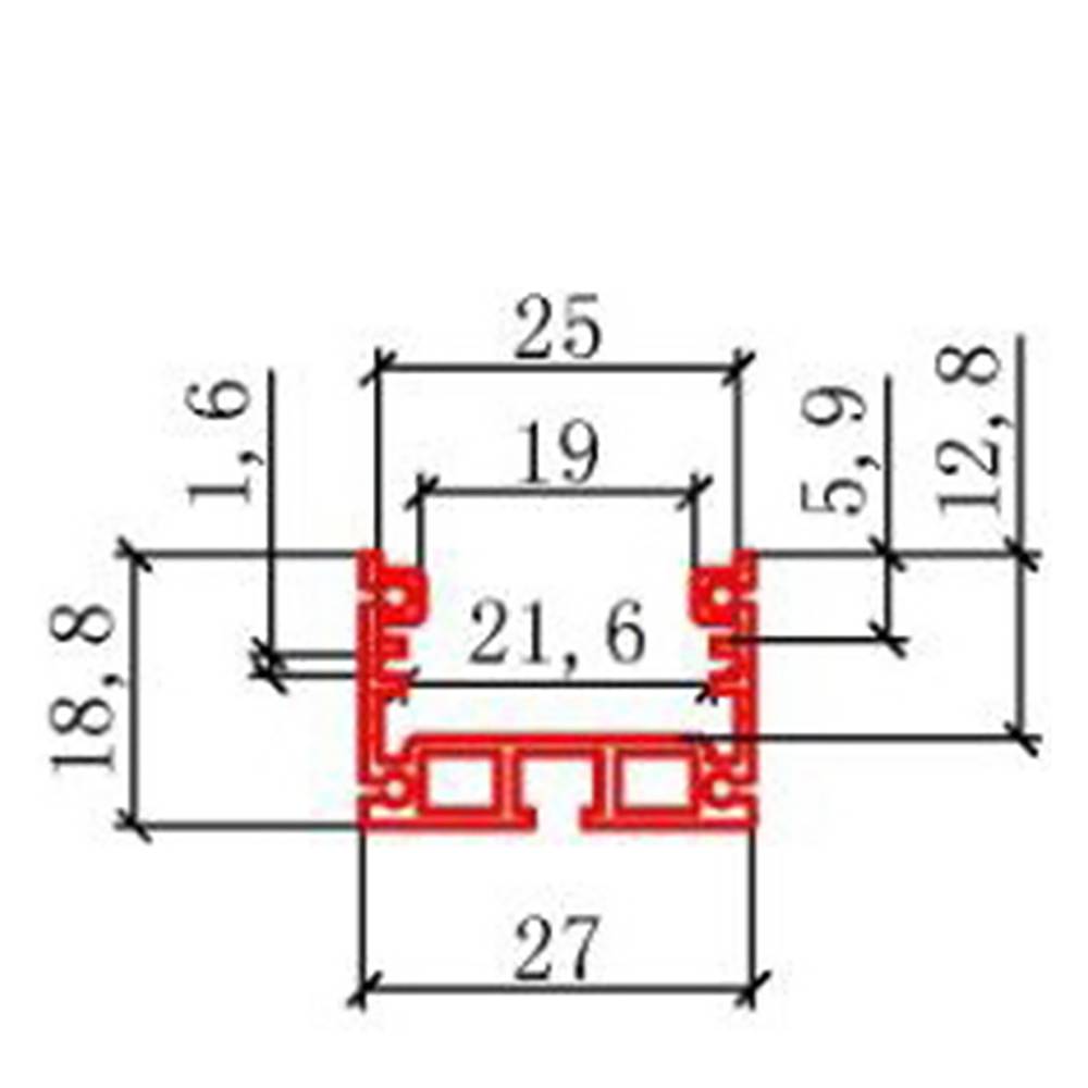 Taśma aluminiowa do paska LED 25 mm o wymiarach 27x31x1000 mm