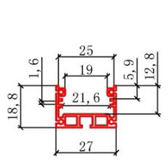 Taśma aluminiowa do paska LED 25 mm o wymiarach 27x31x1000 mm