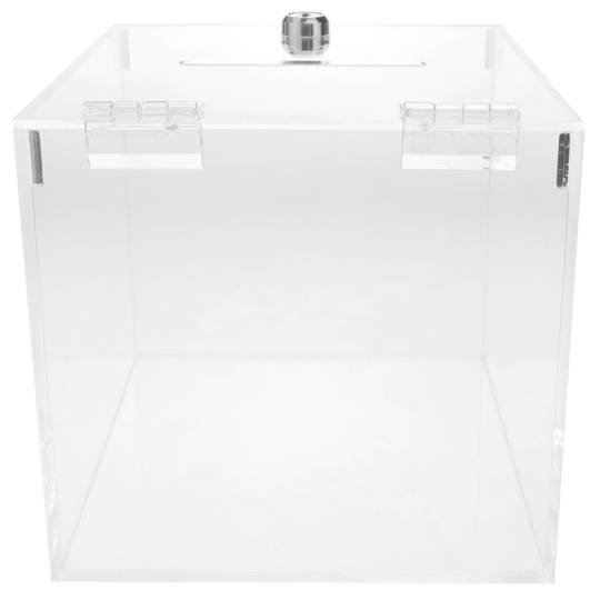 Urna scatola in metacrilato trasparente con chiave di sicurezza 15x15x15cm