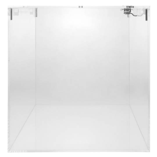Urna de metacrilat transparent amb clau de seguretat 20x20x20cm