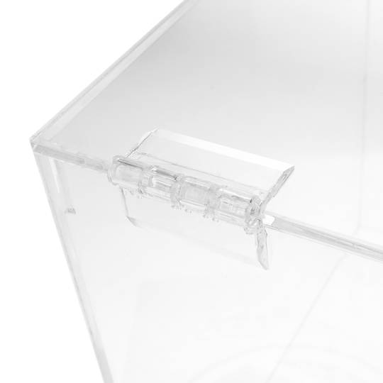 Urna de metacrilato transparente con llave de seguridad 24x24x24cm