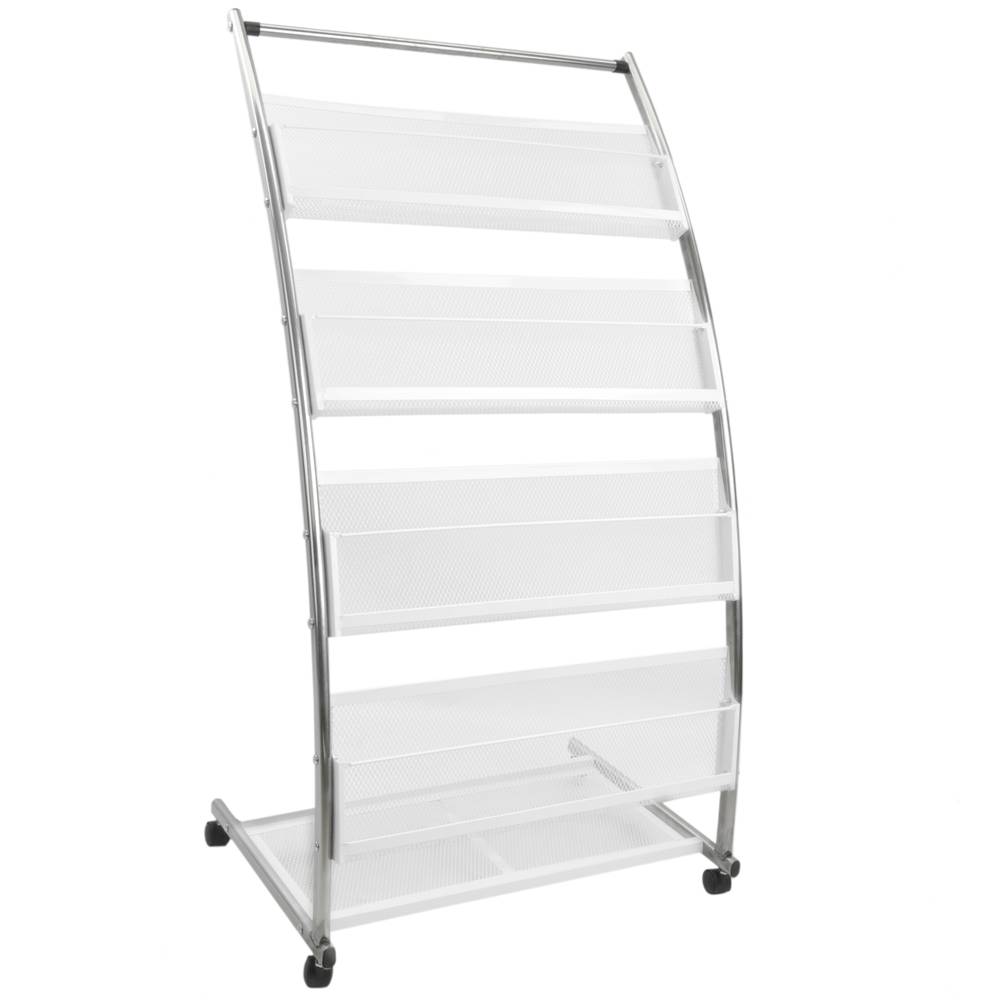 Présentoir brochures et revues avec roues et 4 étagères