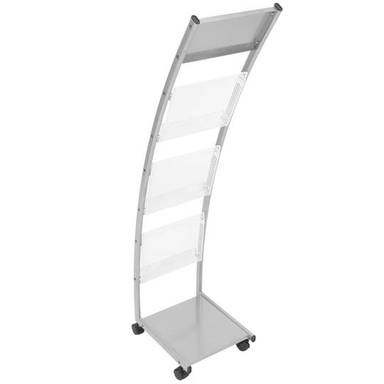 Expositor portafulletons 31 x 35 x 126 cm amb 3 compartiments per a fullets i revistes