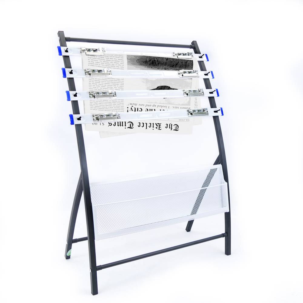 Magazines and brochures stand with shelf and newspapers holder