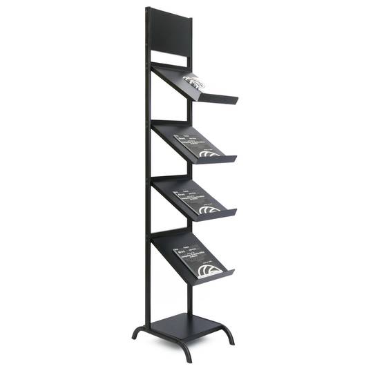 Display holder with 4 shelves for magazines and newspaper stands