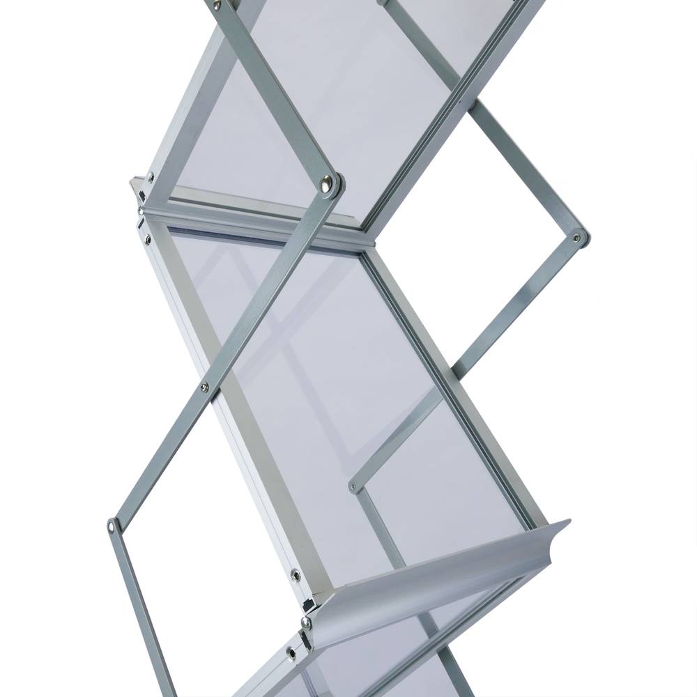 Portable folding stand for brochures and magazines with 6 levels A4