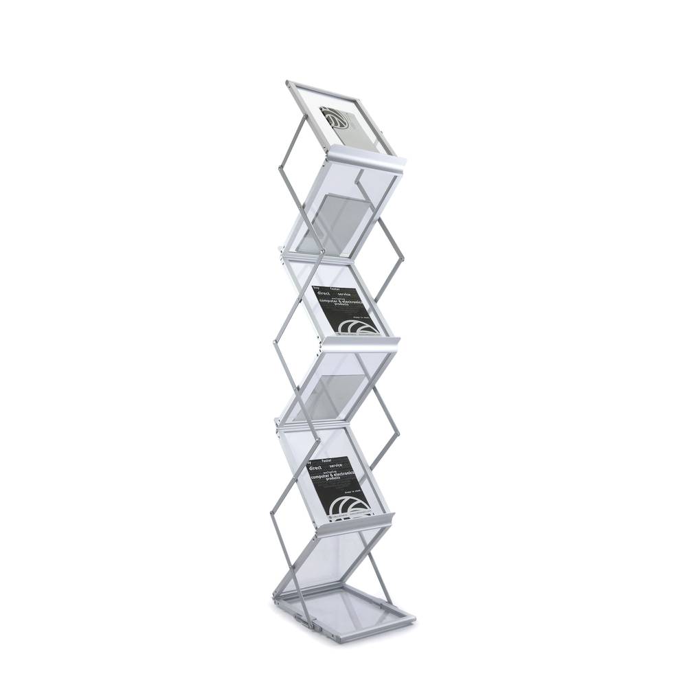Portable folding stand for brochures and magazines with 6 levels A4