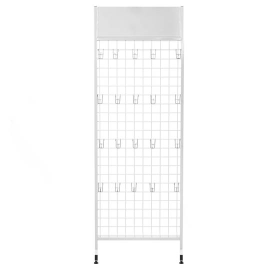 Présentoir à grille métallique pour crochets et produits libre-service 60 x 170 x 33 cm