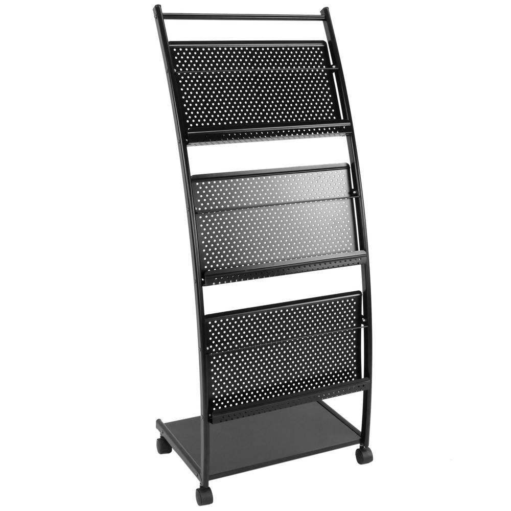 Espositore da terra 48 x 35 x 109 cm con 3 scomparti per brochure e riviste