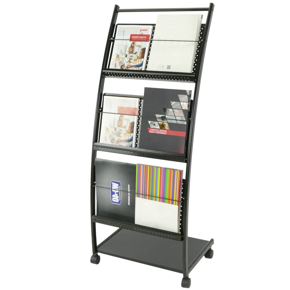 Espositore da terra 48 x 35 x 109 cm con 3 scomparti per brochure e riviste