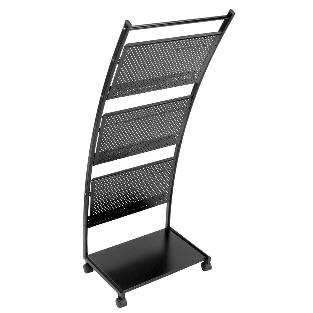 Espositore da terra 48 x 35 x 109 cm con 3 scomparti per brochure e riviste
