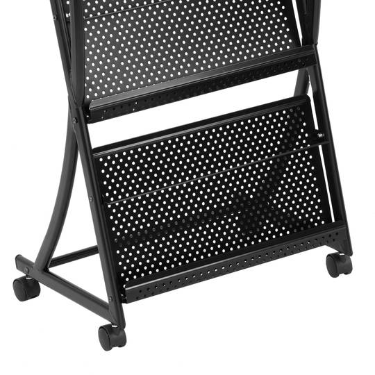 Displayhouder 48 x 30 x 143 cm met 4 vakken voor brochures en tijdschriften