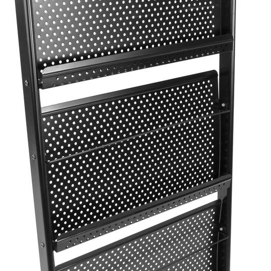 Expositor portafolletos 48 x 37 x 132 cm con 4 compartimentos para folletos y revistas