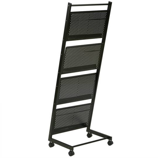 Expositor portafolletos 48 x 37 x 132 cm con 4 compartimentos para folletos y revistas