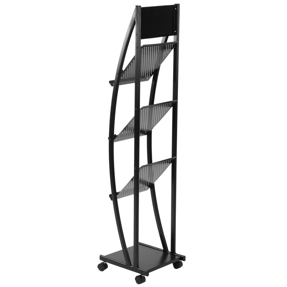 Espositore da terra 31 x 33 x 135 cm con 3 scomparti per brochure e riviste