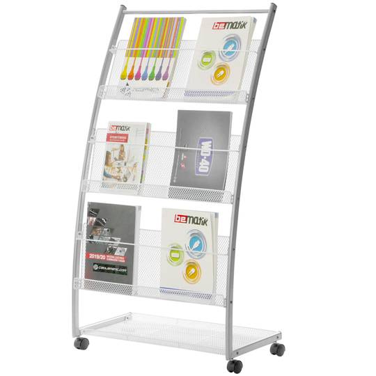 Displayrek 65 x 35 x 120 cm met 6 vakken voor brochures en tijdschriften