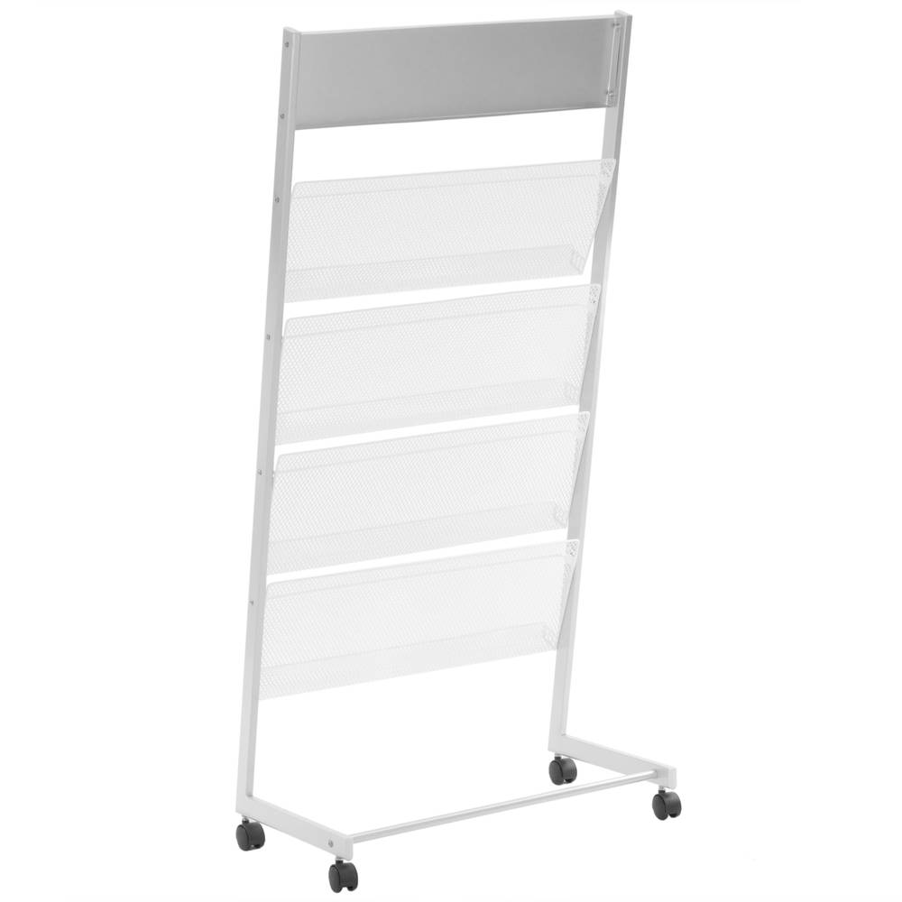 Support d'affichage 64 x 35 x 125 cm Présentoir avec 5 compartiments pour brochures et magazines