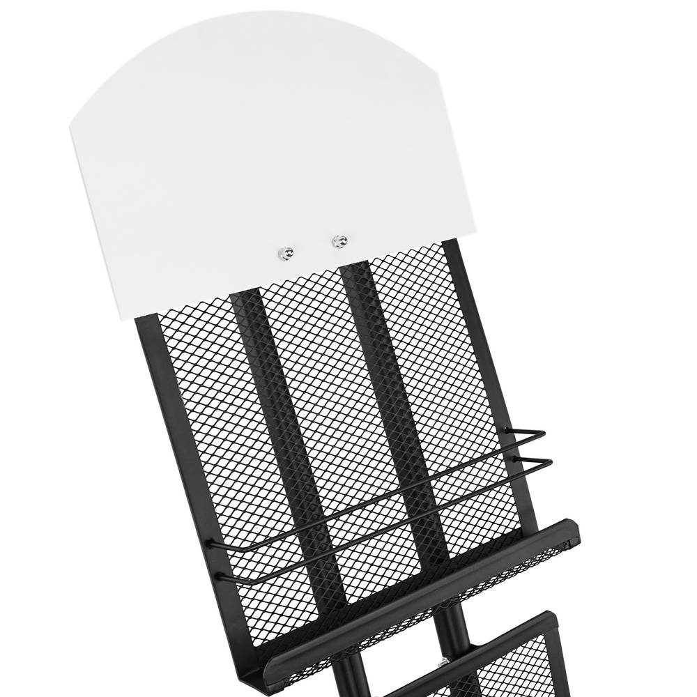 Magazine rack stand 233 x 370 x 1500 mm with 4 compartments for brochures and magazines