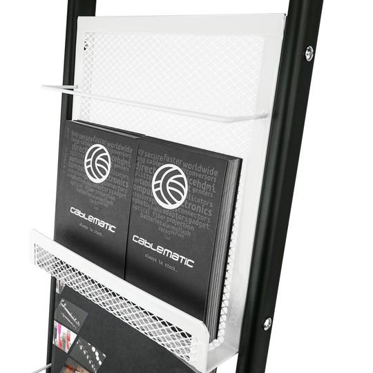 Espositore da terra 28 x 40 x 146 cm con 4 scomparti per brochure e riviste