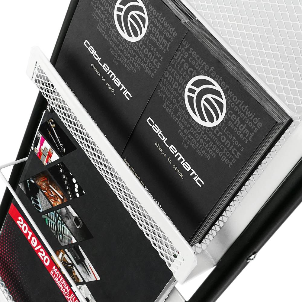 Prospektständer 285 x 400 x 1460 mm Zeitungsständer mit 4 Fächern für Broschüren und Zeitschriften