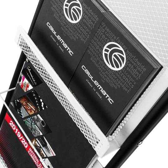 Espositore da terra 28 x 40 x 146 cm con 4 scomparti per brochure e riviste