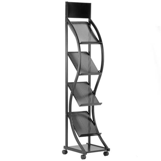 Magazine rack stand 30 x 34 x 145 cm with 4 compartments for brochures and magazines