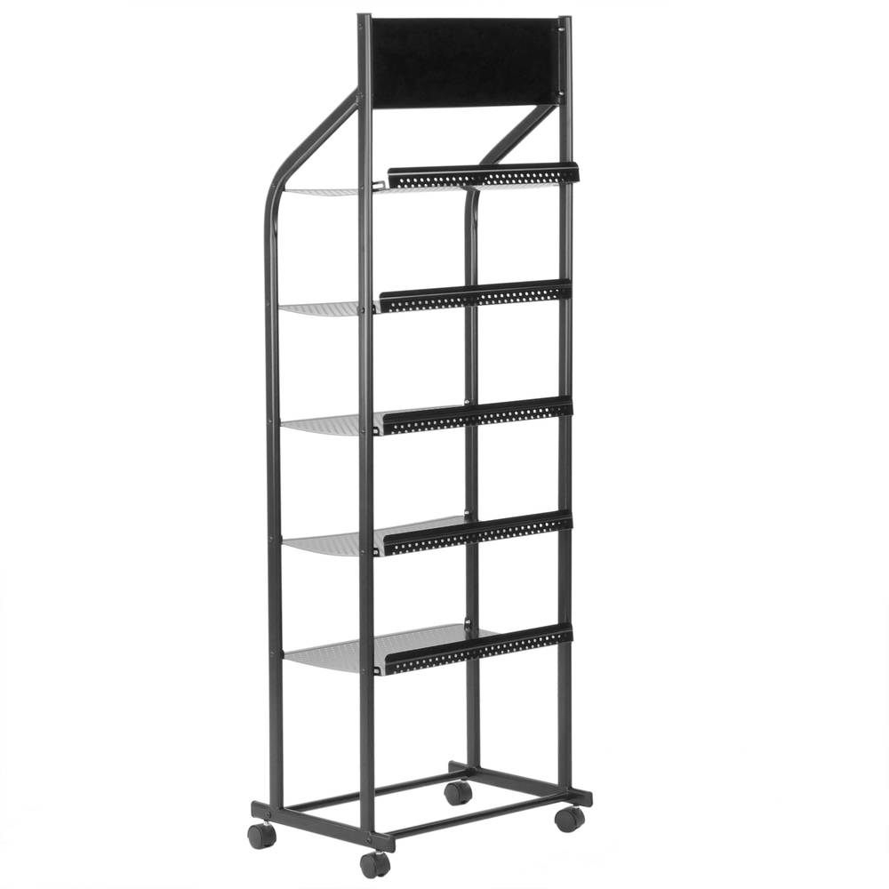 Magazine rack stand 48 x 35 x 143 cm with 5 compartments for brochures and magazines