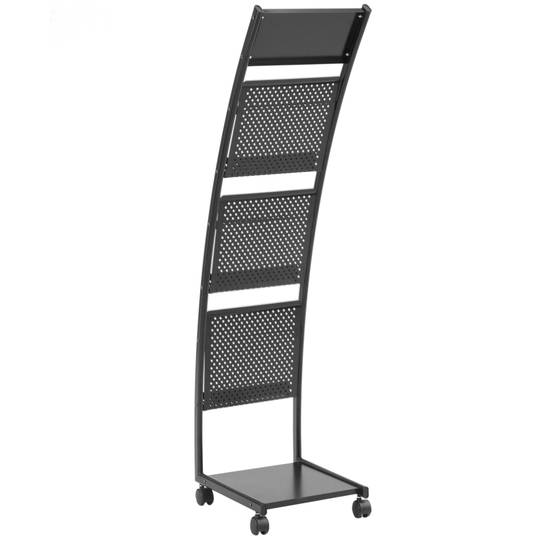 Support d'affichage 31 x 35 x 123 cm Présentoir avec 3 compartiments pour brochures et magazines