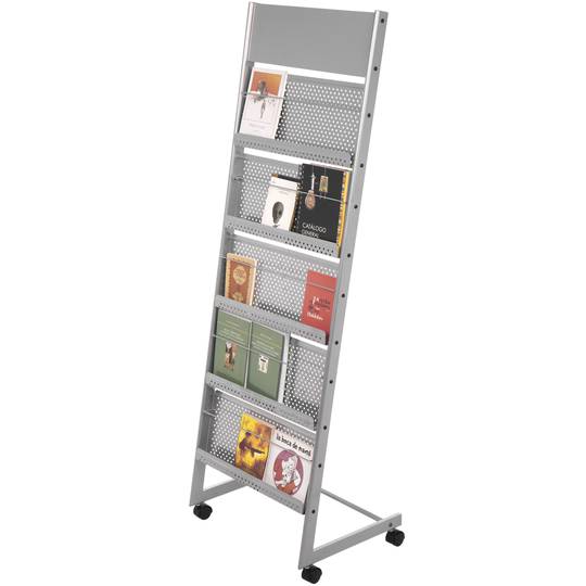 Suporte para brochuras e revistas 48x38x142cm com 5 compartimentos