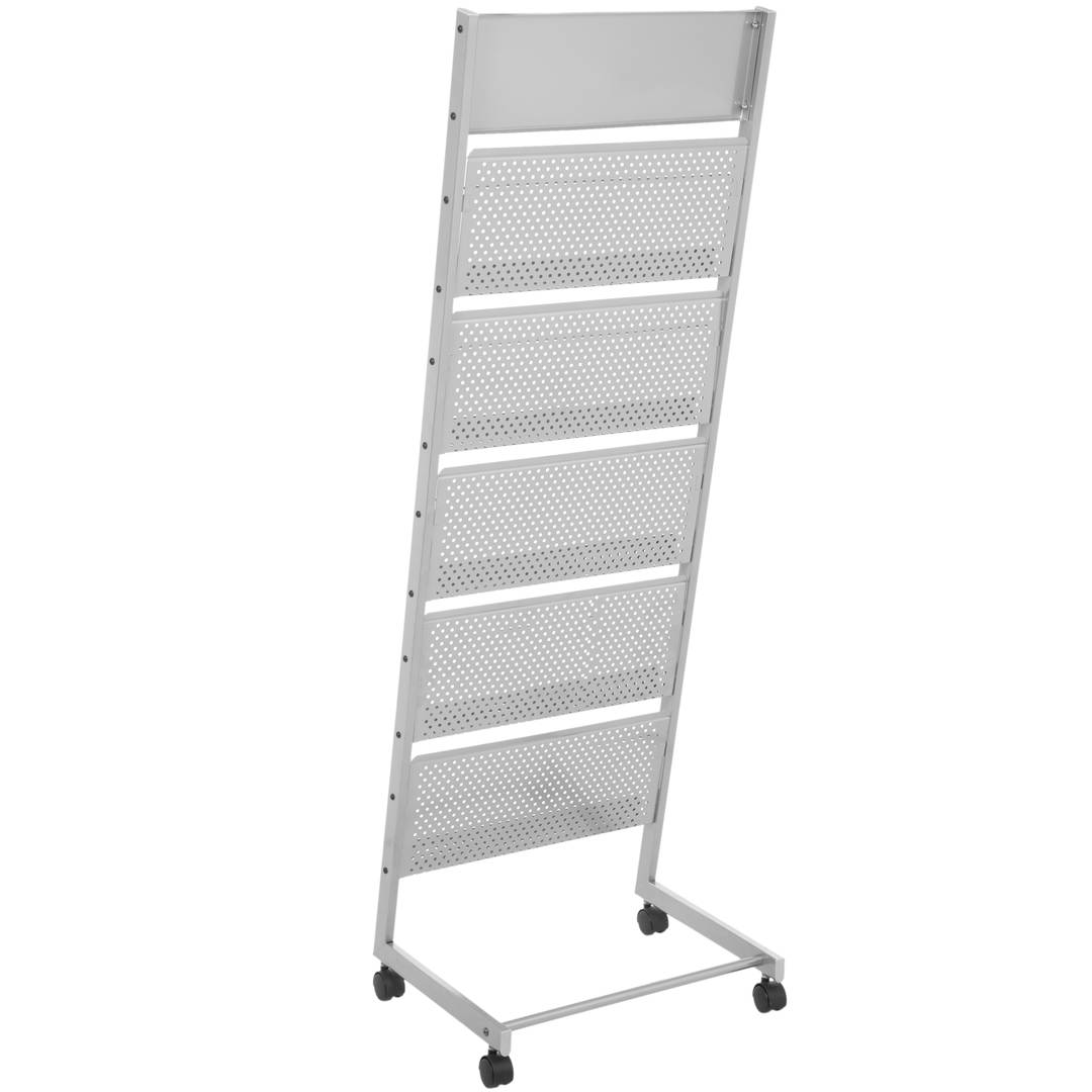 Support d'affichage 48 x 38 x 142 cm Présentoir avec 5 compartiments pour brochures et magazines