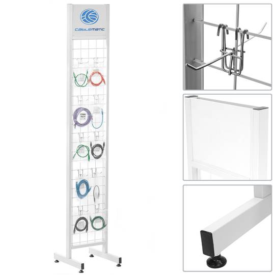 Expositor de reixeta metàl·lica per ganxos i productes d'autoservei 30 x 170 x 33 cm