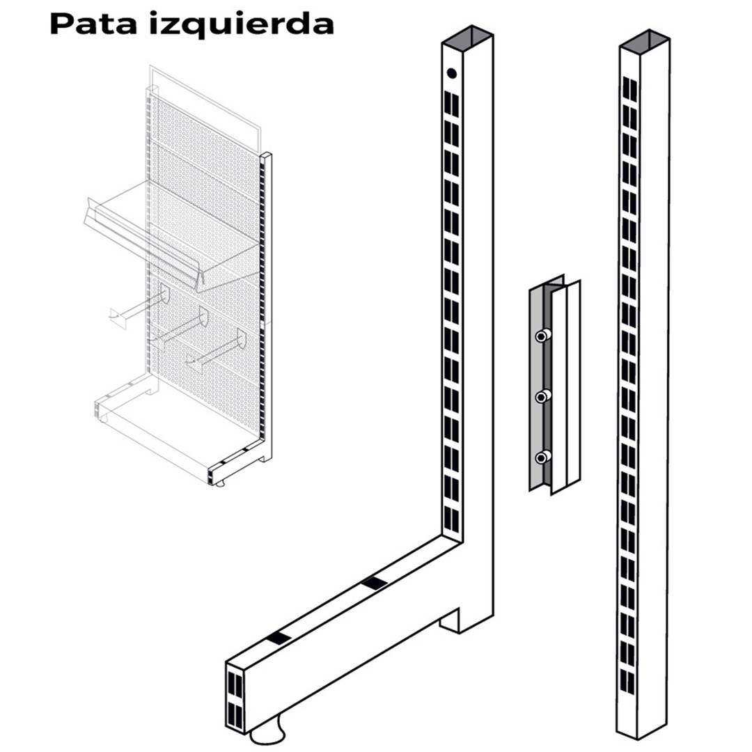 Cadre gauche pour présentoir 210 cm