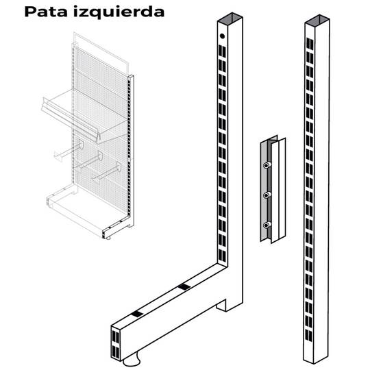 Cadre gauche pour présentoir 210 cm