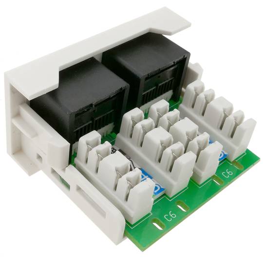Módulo de 45x22 5mm 2xRJ45 Cat.6