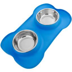 Bol de mascotes en acer inoxidable. Menjadora per a gossos i gats amb safata de silicona antilliscant