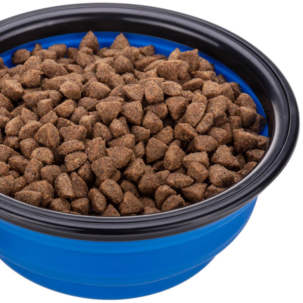 Tigela dobrável de borracha para animais de estimação 350 ml azul