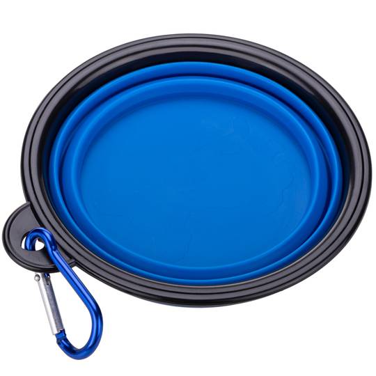 Tigela dobrável de borracha para animais de estimação 350 ml azul