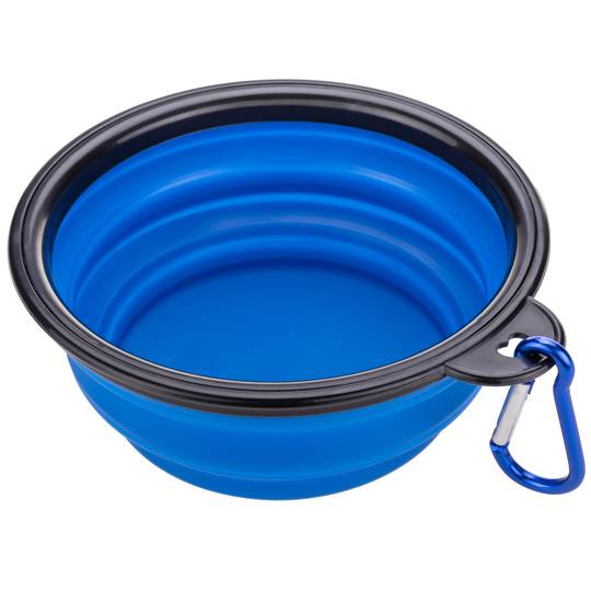 Tigela dobrável de borracha para animais de estimação 350 ml azul