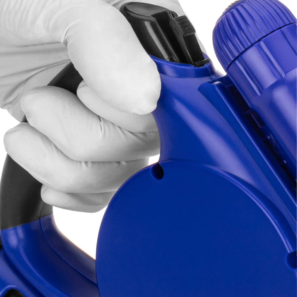 Coleira extensível azul com dispensador de bolsa para animais de estimação