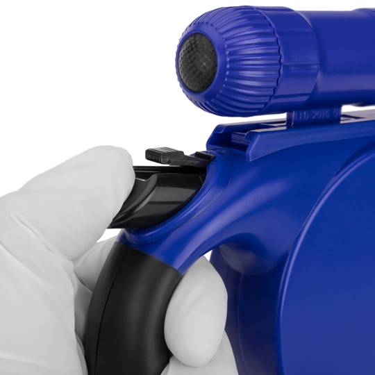Coleira extensível azul com dispensador de bolsa para animais de estimação