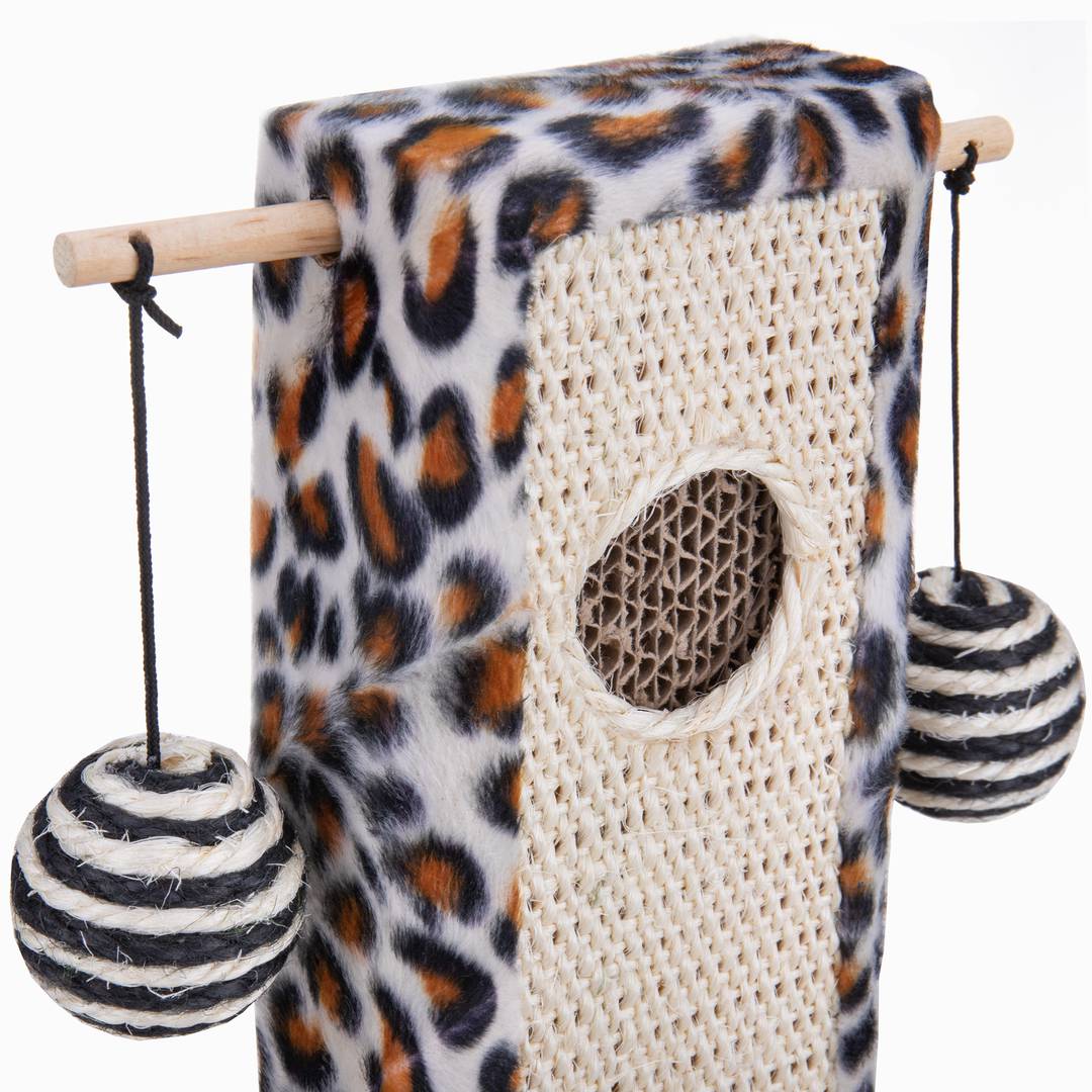 Scratching toy for cats with 2 hanging balls