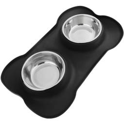 Mangiatoia e abbeveratoio 2 in 1 per animali domestici colore nero
