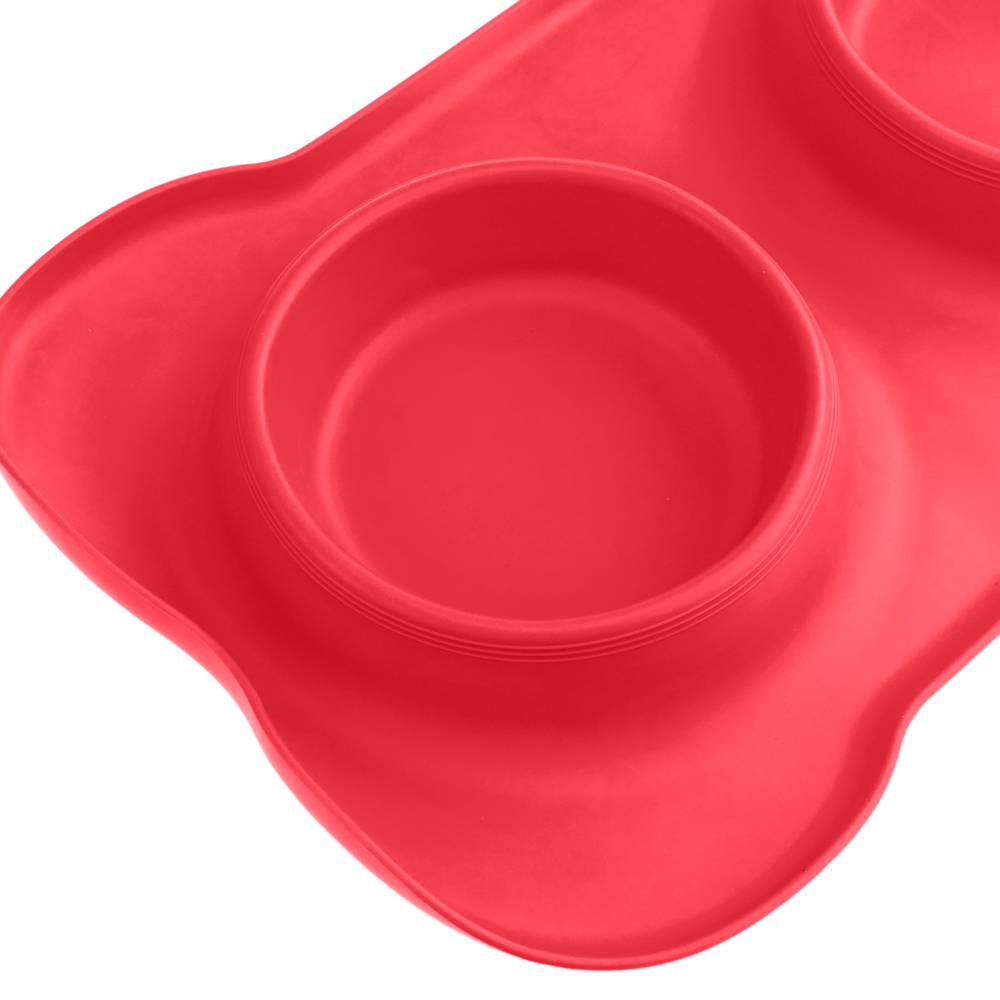 Comedero y bebedero 2 en 1, para mascotas, color rojo