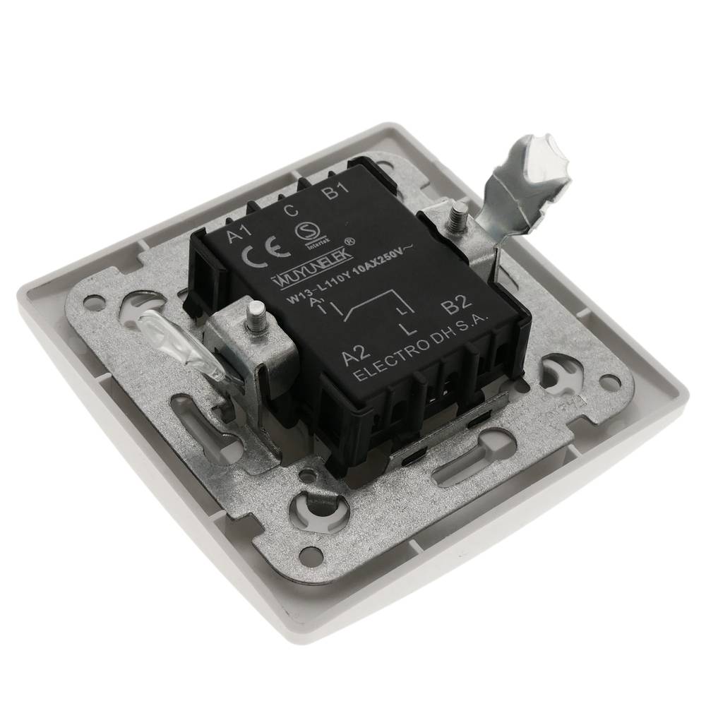 Interrupteur simple encastrable avec plaque de finition 80x80mm série Lille  blanc - Cablematic