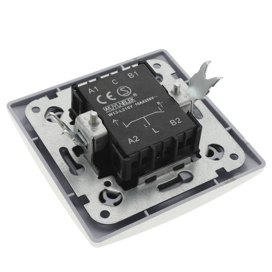 Double gang one way light switch mechanism with 80x80mm cover frame Lille series silver and gray
