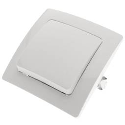 Single gang three way light switch mechanism with 80x80mm cover frame Lille series white