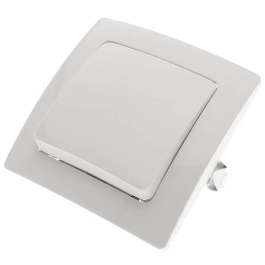 Commutateur de croisement encastrable avec plaque de finition 80x80mm série Lille blanc
