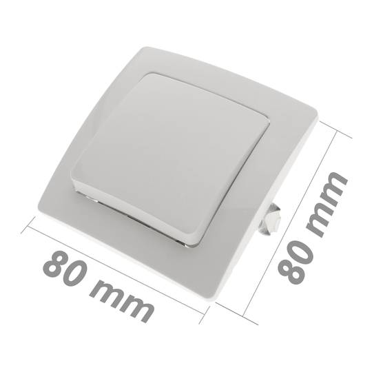 Commutateur de croisement encastrable avec plaque de finition 80x80mm série Lille blanc