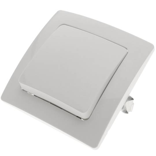 Wpuszczany przycisk z ramką 80x80mm biała seria Lille