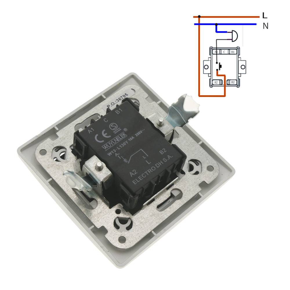 Wpuszczany przycisk z ramką 80x80mm biała seria Lille